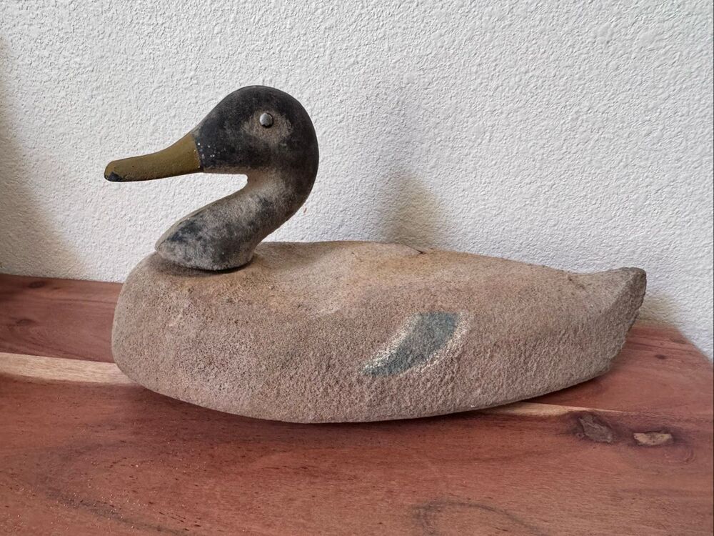 Vintage farmhouse cabin rustic  folk art duck decoy weathered hunting lodge deco